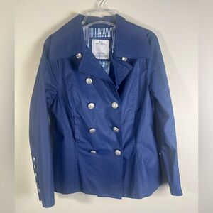 Escales Paris Jacket Blue Naval Style Sailing Buttons Size XL Cotton Blend